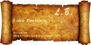 Lakó Barbara névjegykártya